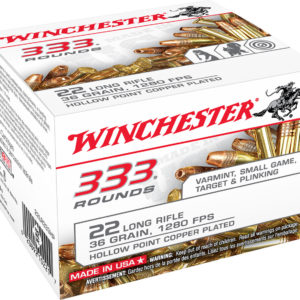 Winchester Ammo 22LR333HP USA 22 LR 36 gr Copper Plated Hollow Point (CPHP) 333 ROUNDS