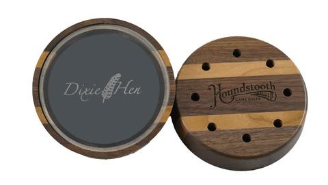 The Dixie Hen Glass has a sound of its own with a aluminum sound board! It is very user friendly making some of the sweetest yelps, cuts and clucks. The Dixie Hen series has been a staple in our line up and in our turkey vests since the day it came to light. Comes with a Diamondwood striker.